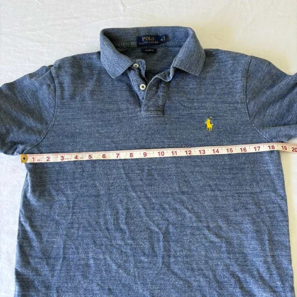 Polo Ralph Lauren Mens Custom Fit Blue Heather Short Sleeve Polo Shirt Size M